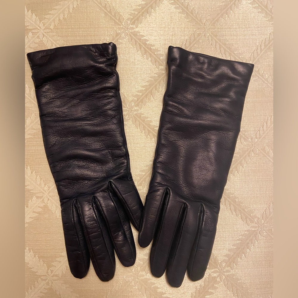 Navy Brooks Brothers Leather Gloves size 6
